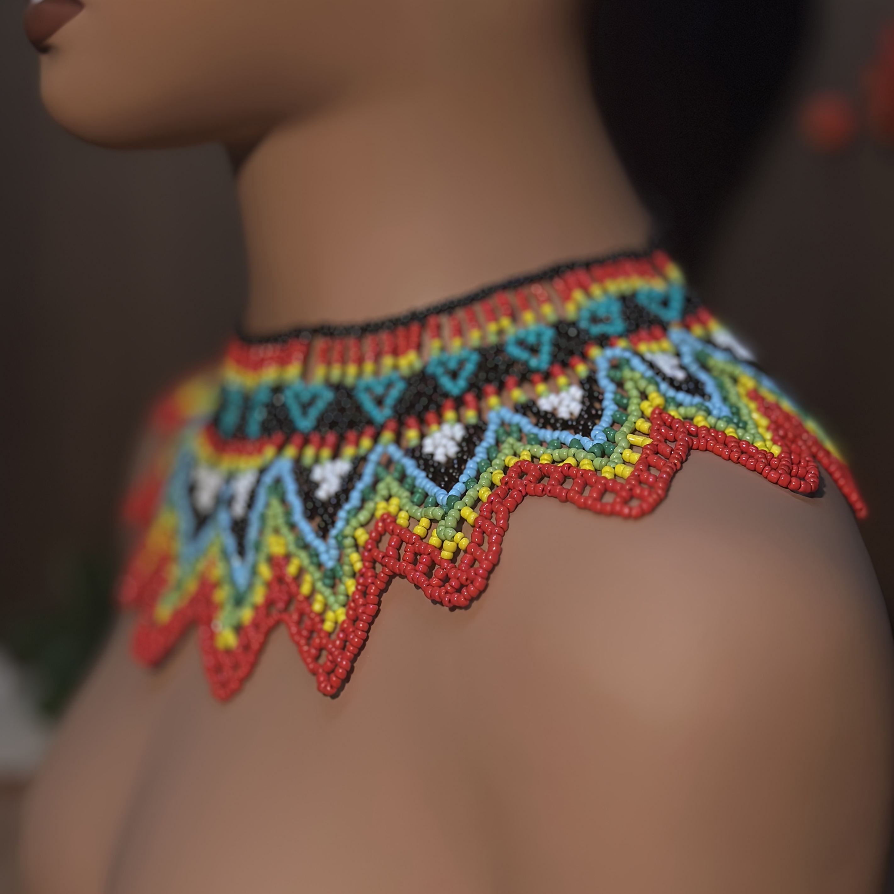Bohemian Style Beaded Necklace Colorful Beaded Shawl Necklace